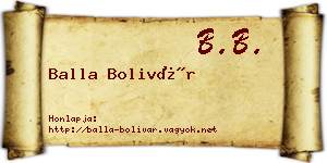 Balla Bolivár névjegykártya